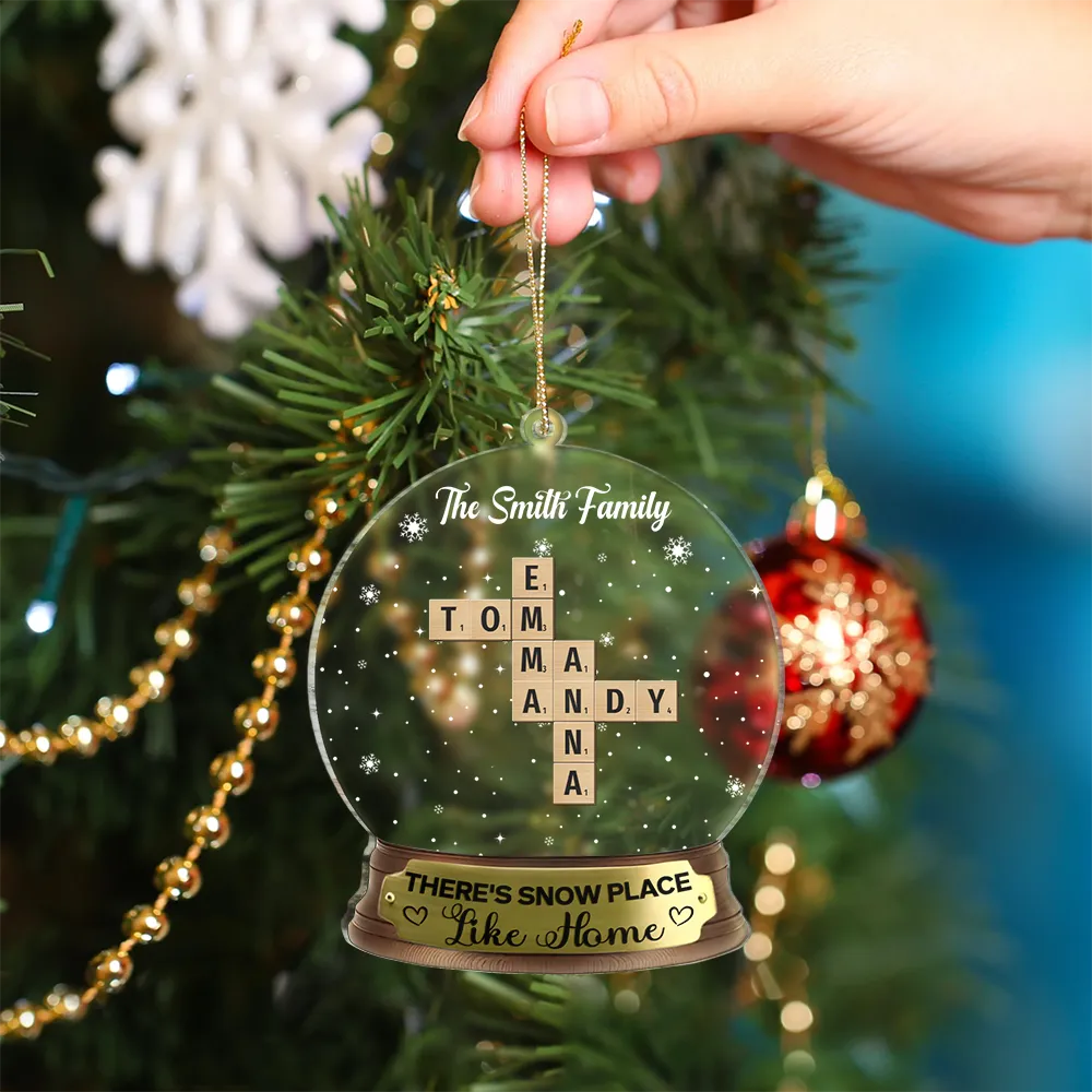 There's Snow Place Like Home Family Crossword Scrabble - Personalized Custom Shaped Acrylic Ornament - Image 5
