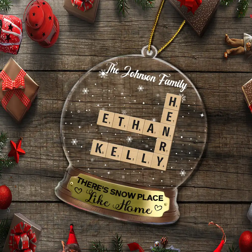 There's Snow Place Like Home Family Crossword Scrabble - Personalized Custom Shaped Acrylic Ornament - Image 6