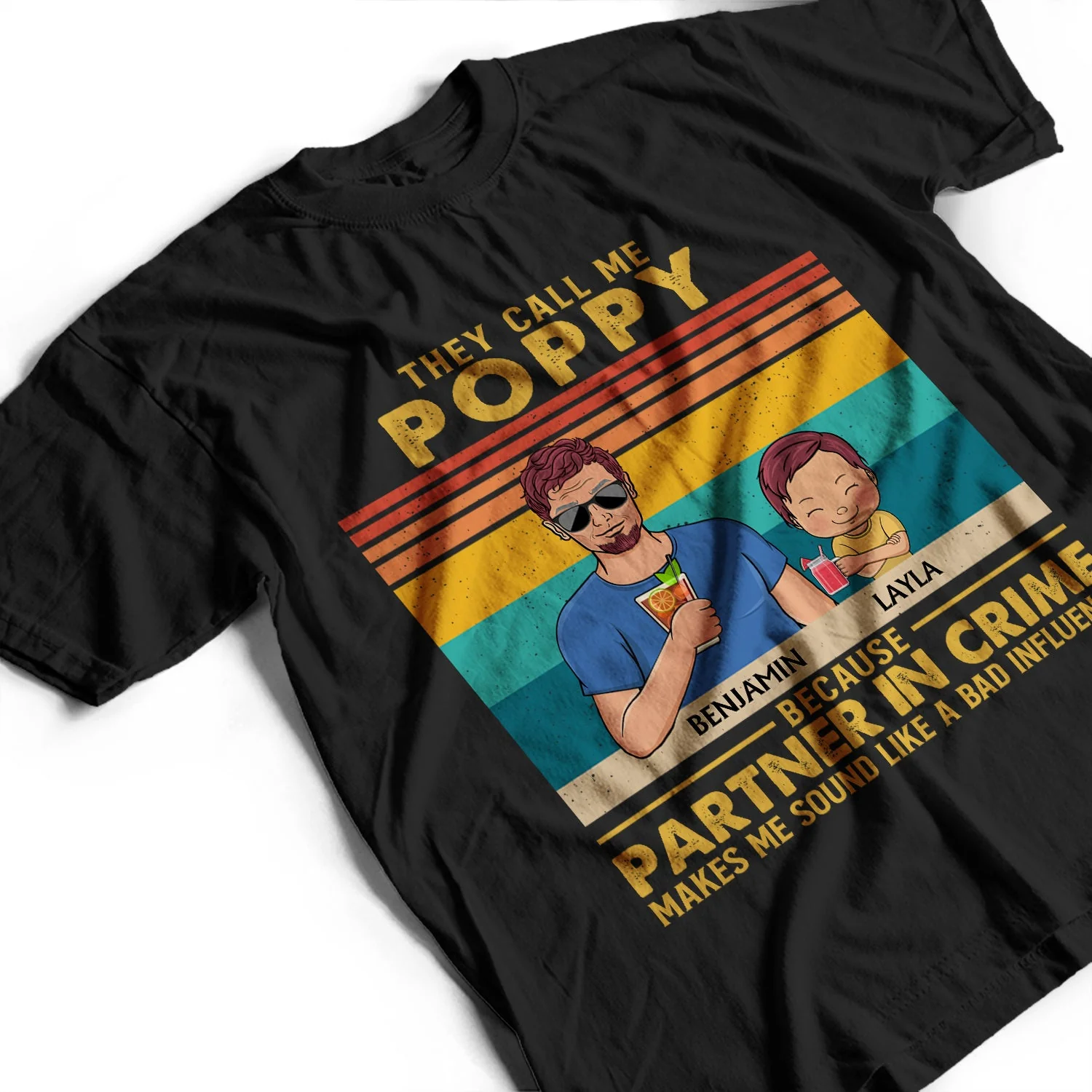 They Call Me Grandpa Because Partner In Crime - Gift For Dad, Father - Personalized Custom T Shirt - Image 3