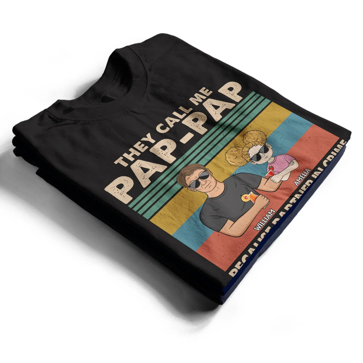 They Call Me Grandpa Because Partner In Crime - Gift For Dad, Grandfather - Personalized Custom T Shirt - Image 2