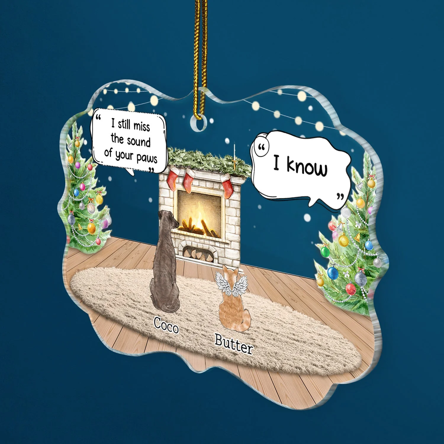 They Still Talk About You Cozy House - Memorial Christmas Gift For Pet Lovers - Personalized Medallion Acrylic Ornament - Image 2
