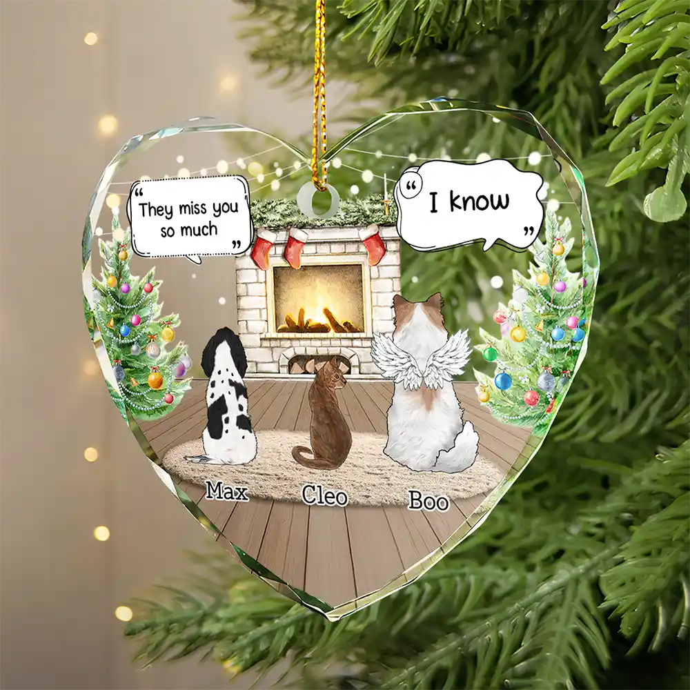 They Still Talk About You Cozy House - Personalized Heart Shaped Glass Ornament - Image 2