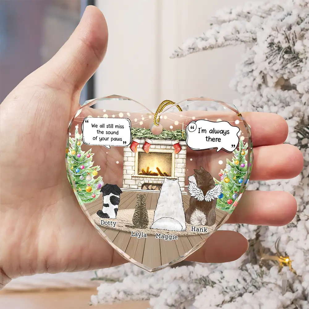 They Still Talk About You Cozy House - Personalized Heart Shaped Glass Ornament - Image 3