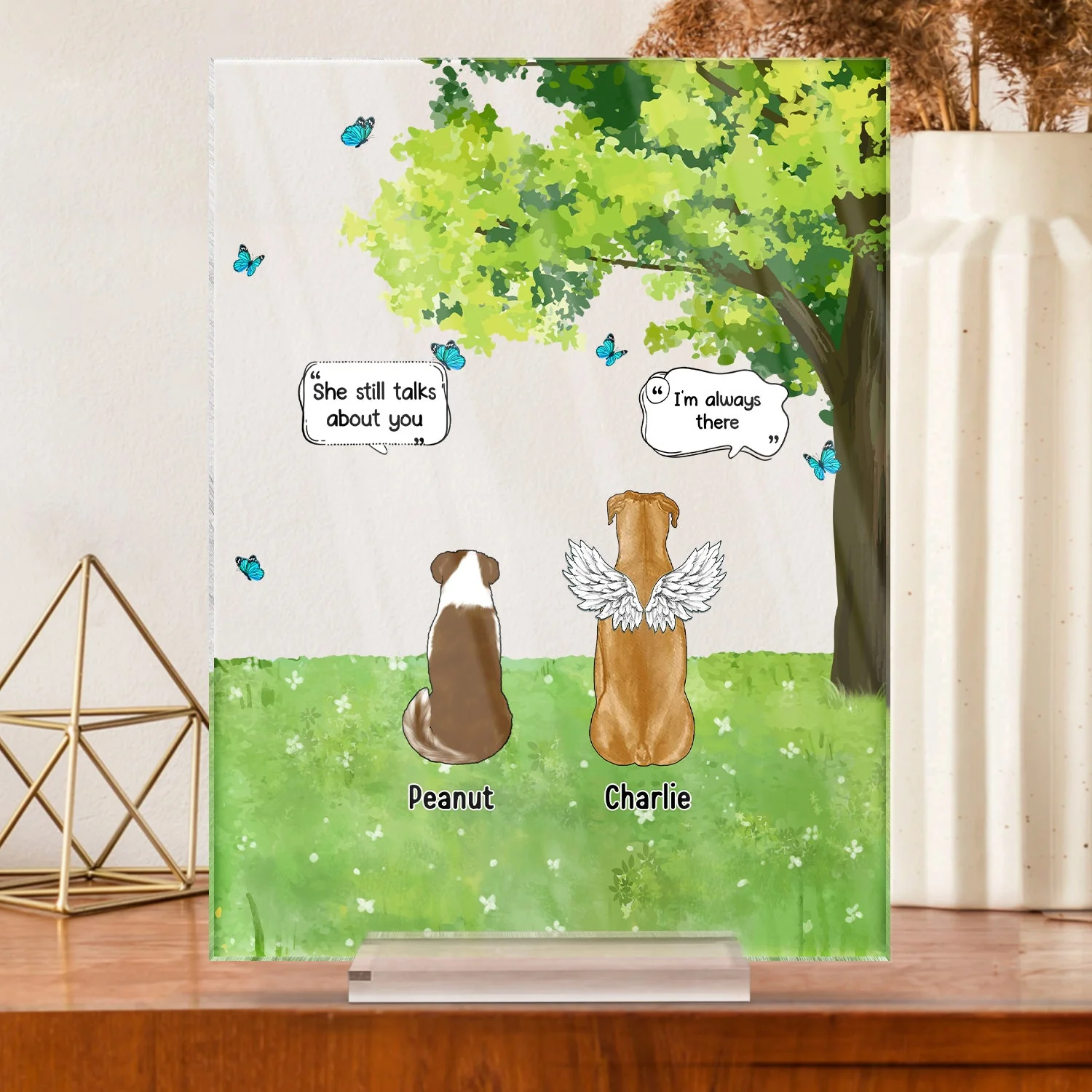 They Still Talk About You Grass - Memorial Gift For Pet Lovers - Personalized Vertical Rectangle Acrylic Plaque - Image 3