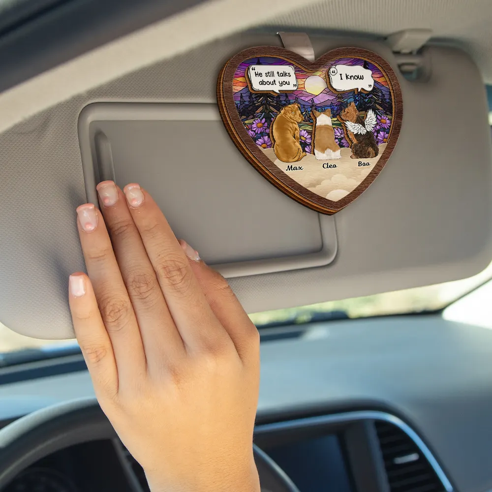 They Still Talk About You Memorial Dog Cat - Personalized Custom Shaped Car Visor Clip - Image 4