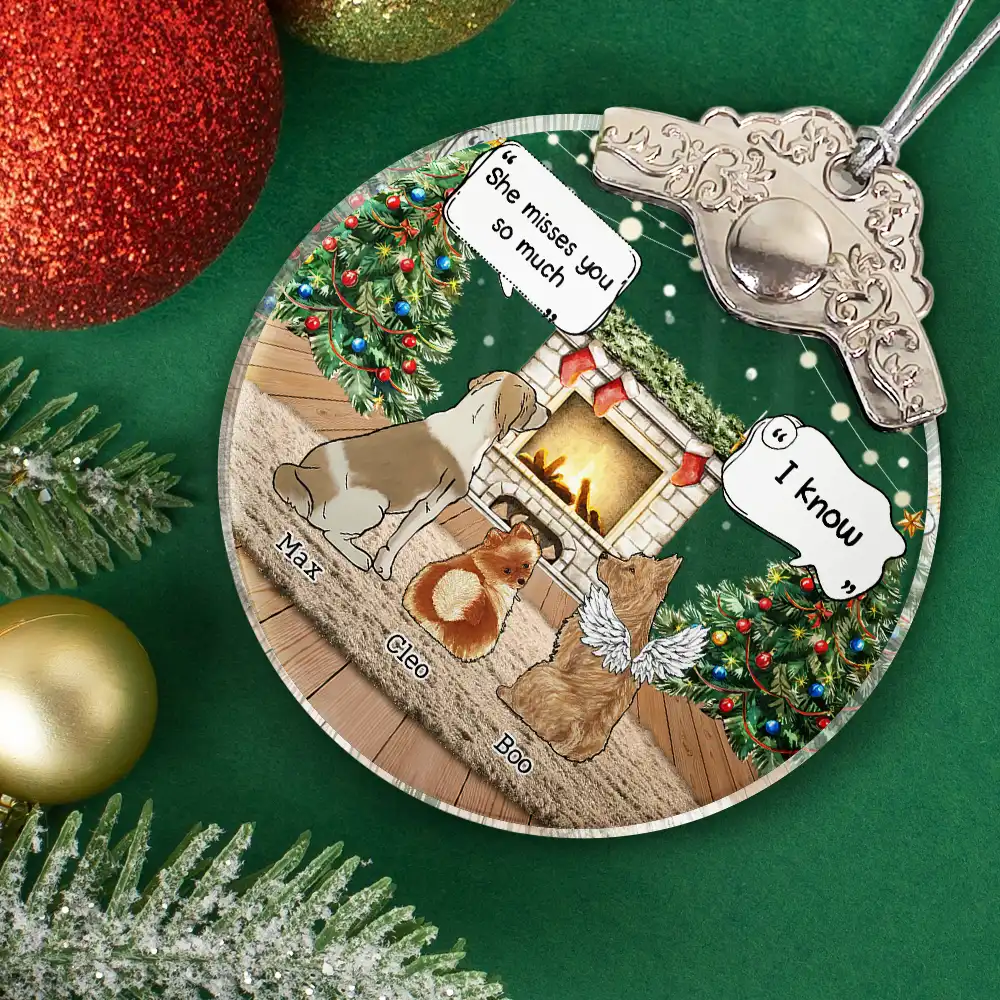They Still Talk About You Memorial Dog Cat - Personalized Glass Ornament With Silver Cap - Image 2