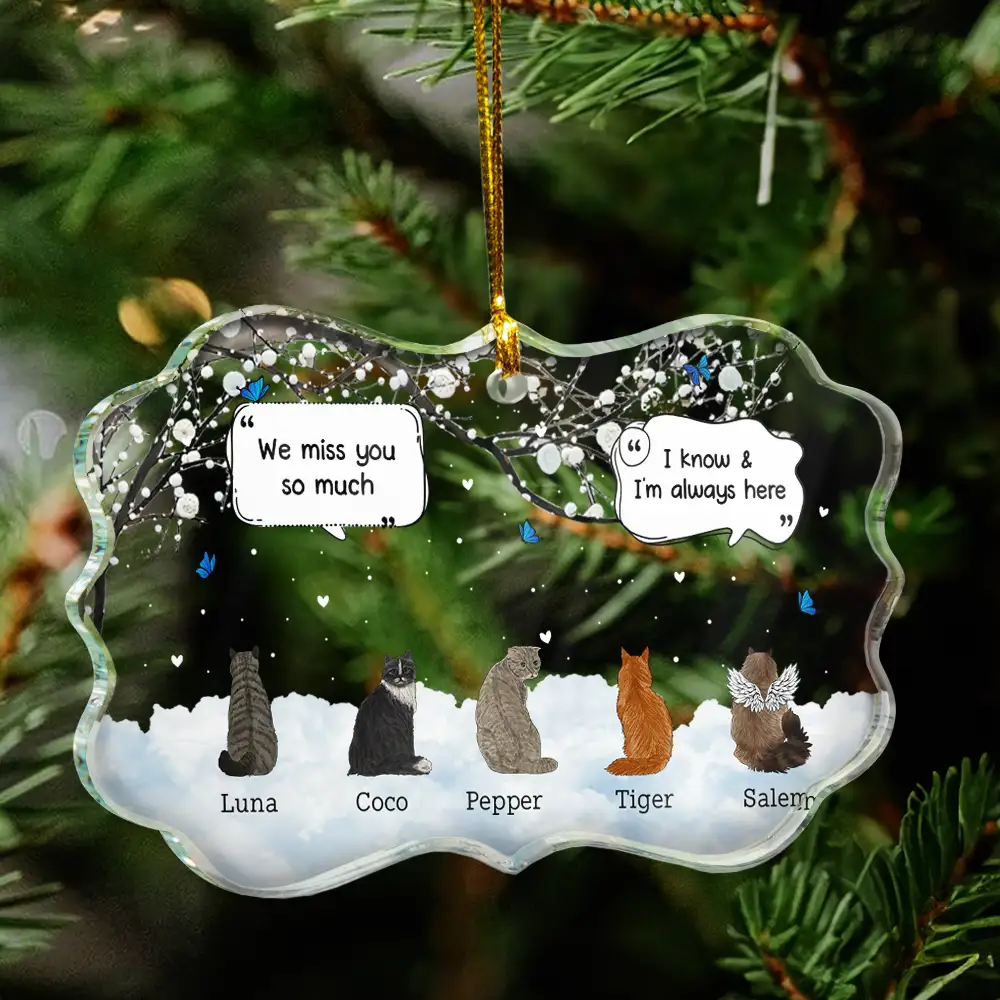 They Still Talk About You Memorial Dog Cat - Personalized Medallion Glass Ornament - Image 4