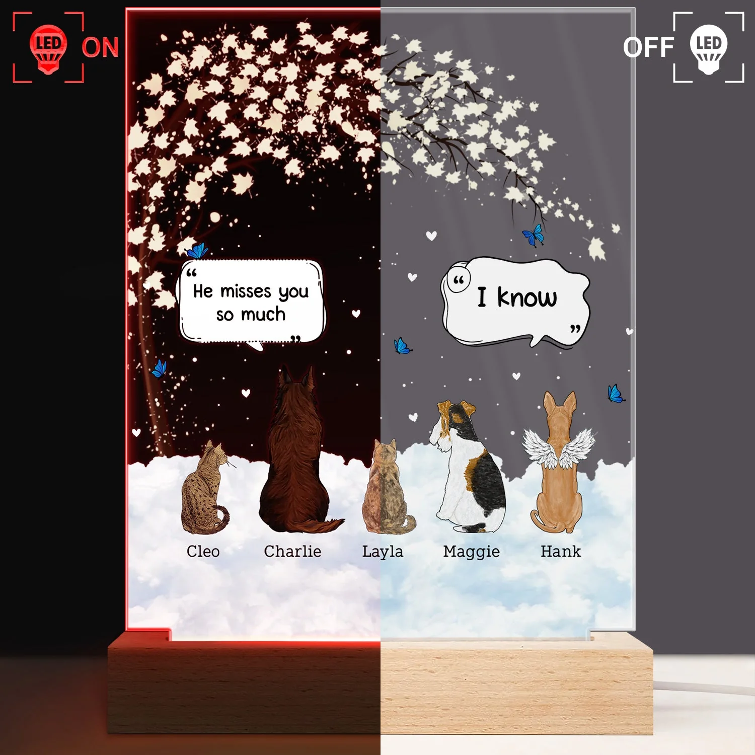 They Still Talk About You - Memorial Gift For Pet Lovers - Personalized 3D Led Light Wooden Base - Image 3
