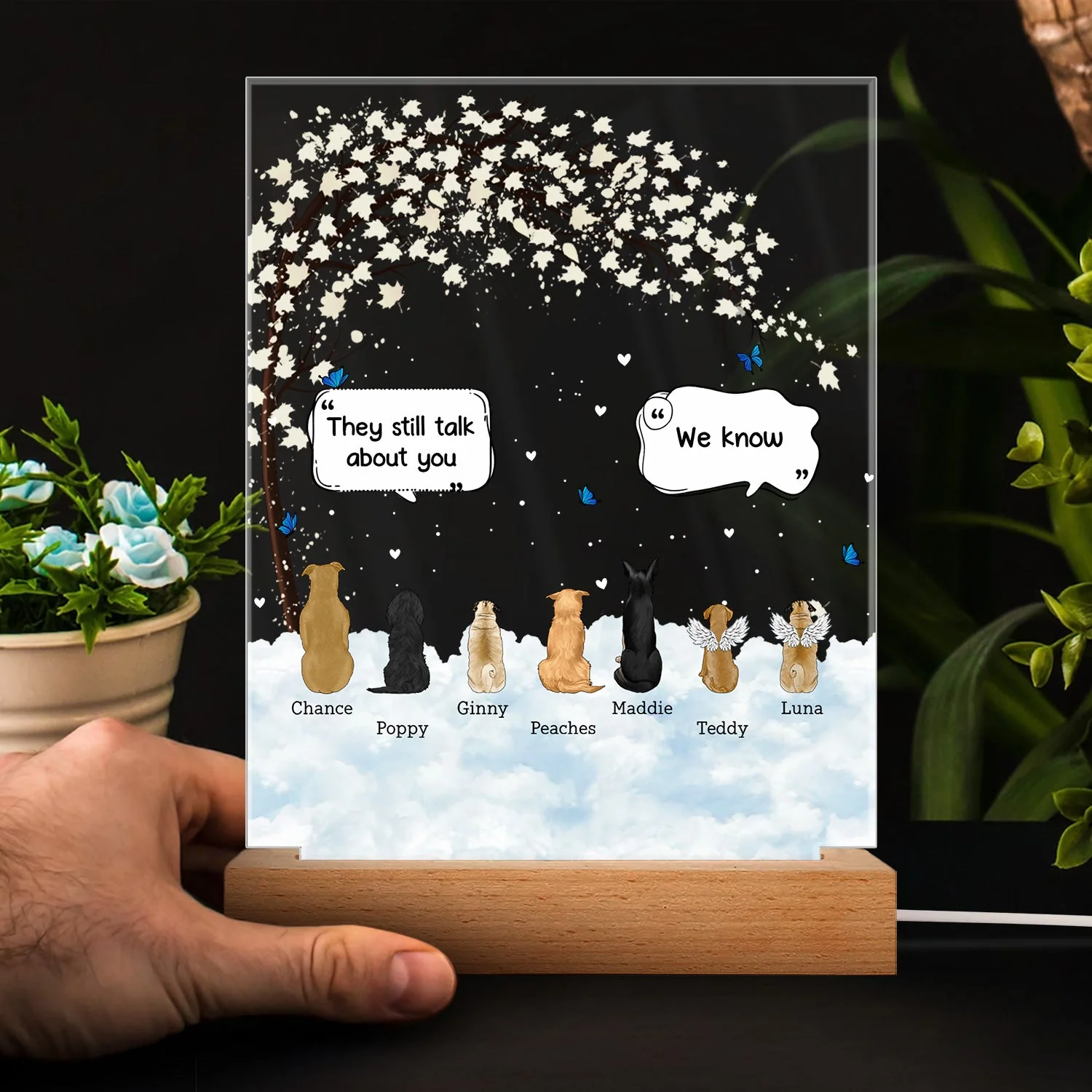 They Still Talk About You - Memorial Gift For Pet Lovers - Personalized 3D Led Light Wooden Base - Image 4