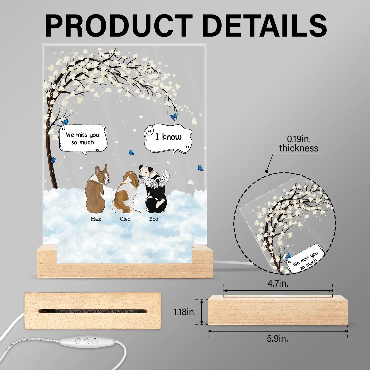 They Still Talk About You - Memorial Gift For Pet Lovers - Personalized 3D Led Light Wooden Base - Image 5