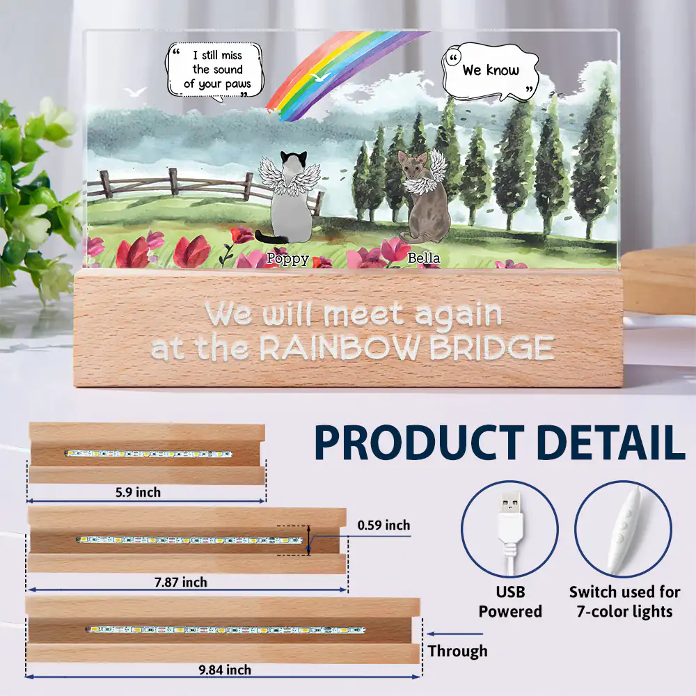 They Still Talk About You Pet Memorial - Personalized Rectangle LED Light - Image 6