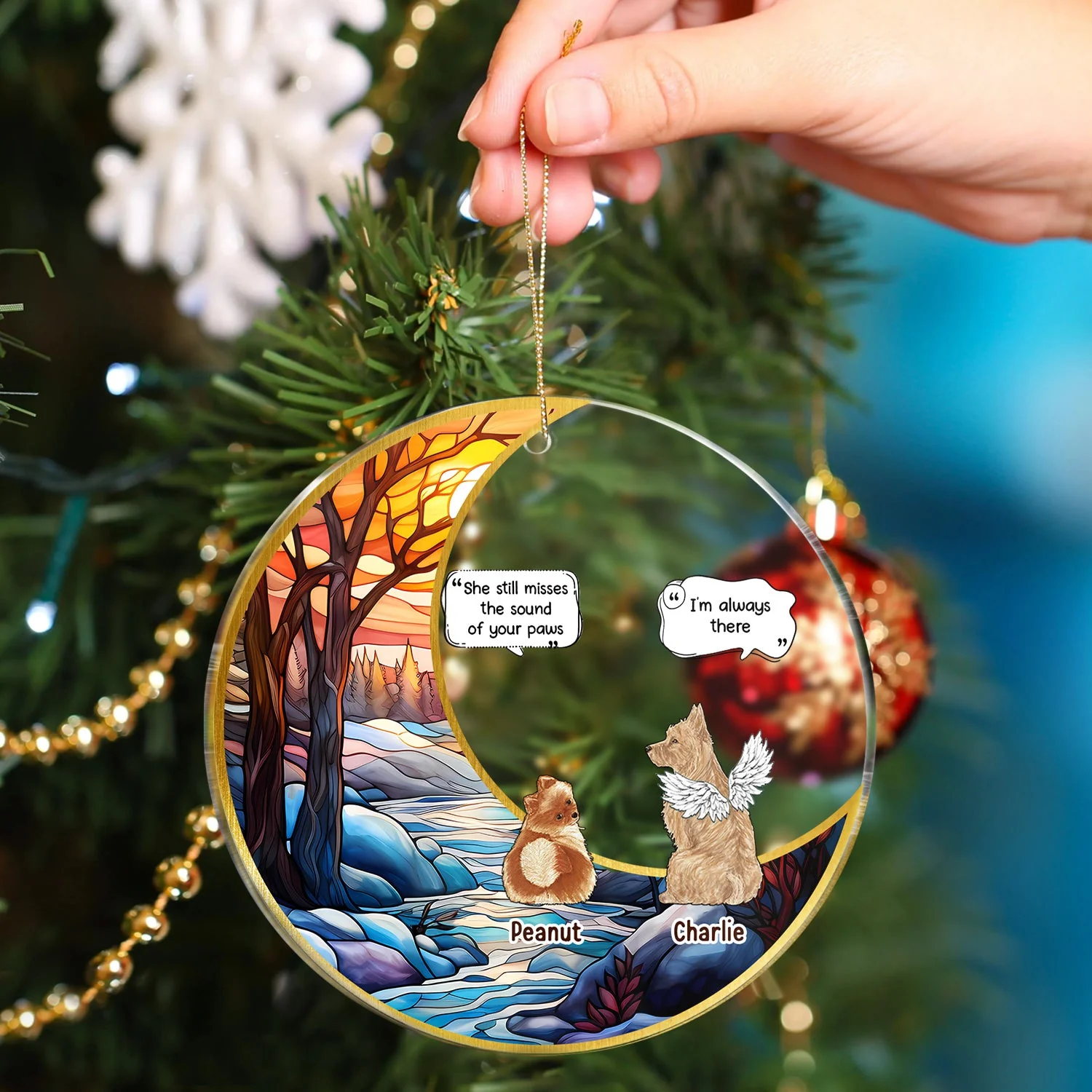 They Still Talk About You Suncatcher - Memorial Christmas Gift For Pet Lovers - Personalized Circle Acrylic Ornament - Image 4