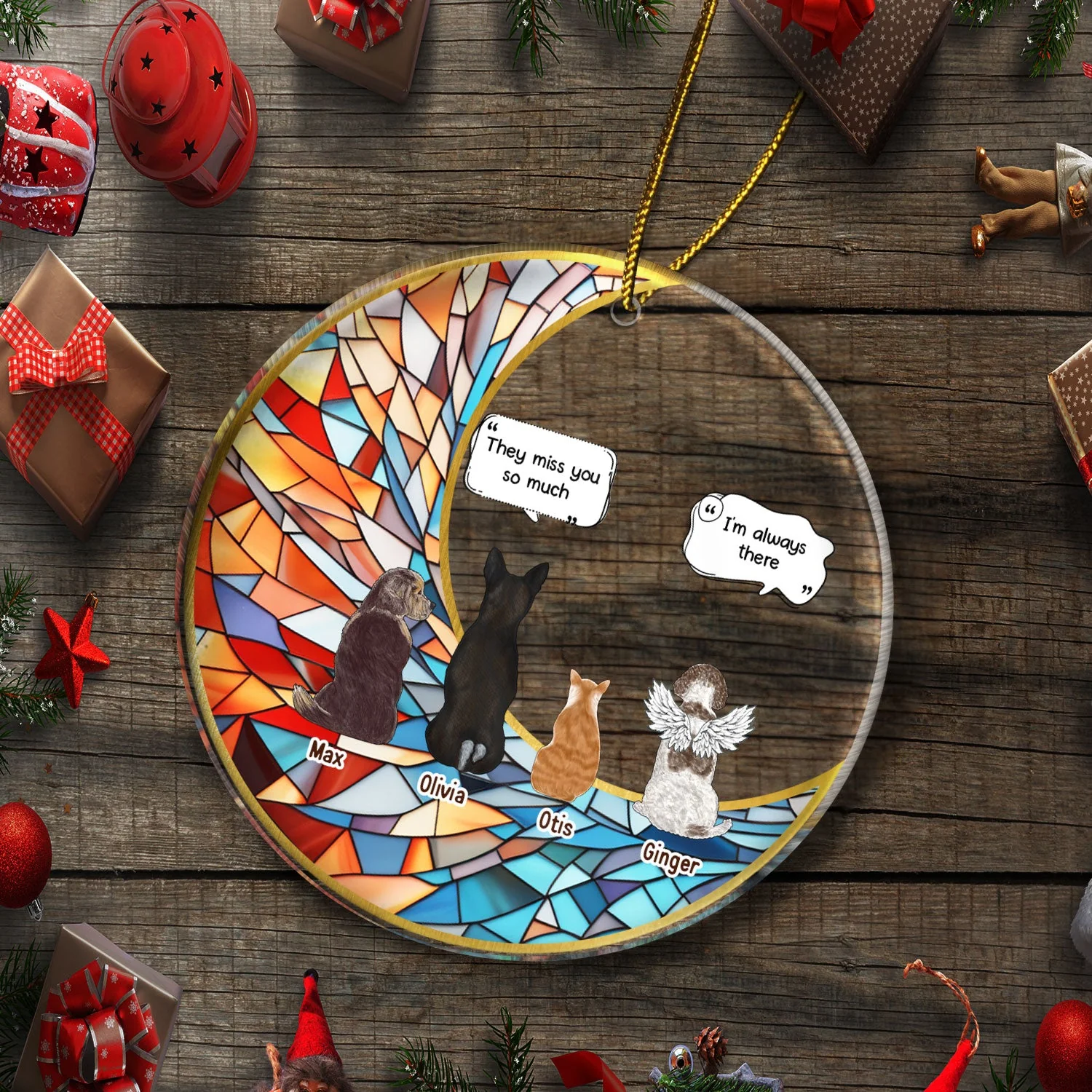 They Still Talk About You Suncatcher - Memorial Christmas Gift For Pet Lovers - Personalized Circle Acrylic Ornament - Image 5