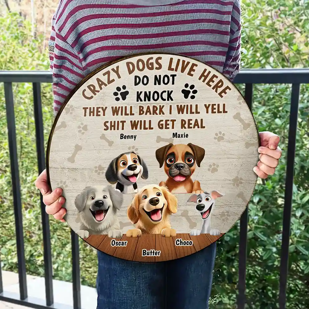 They Will Bark I Will Yell - Personalized Wood Circle Sign - Image 3