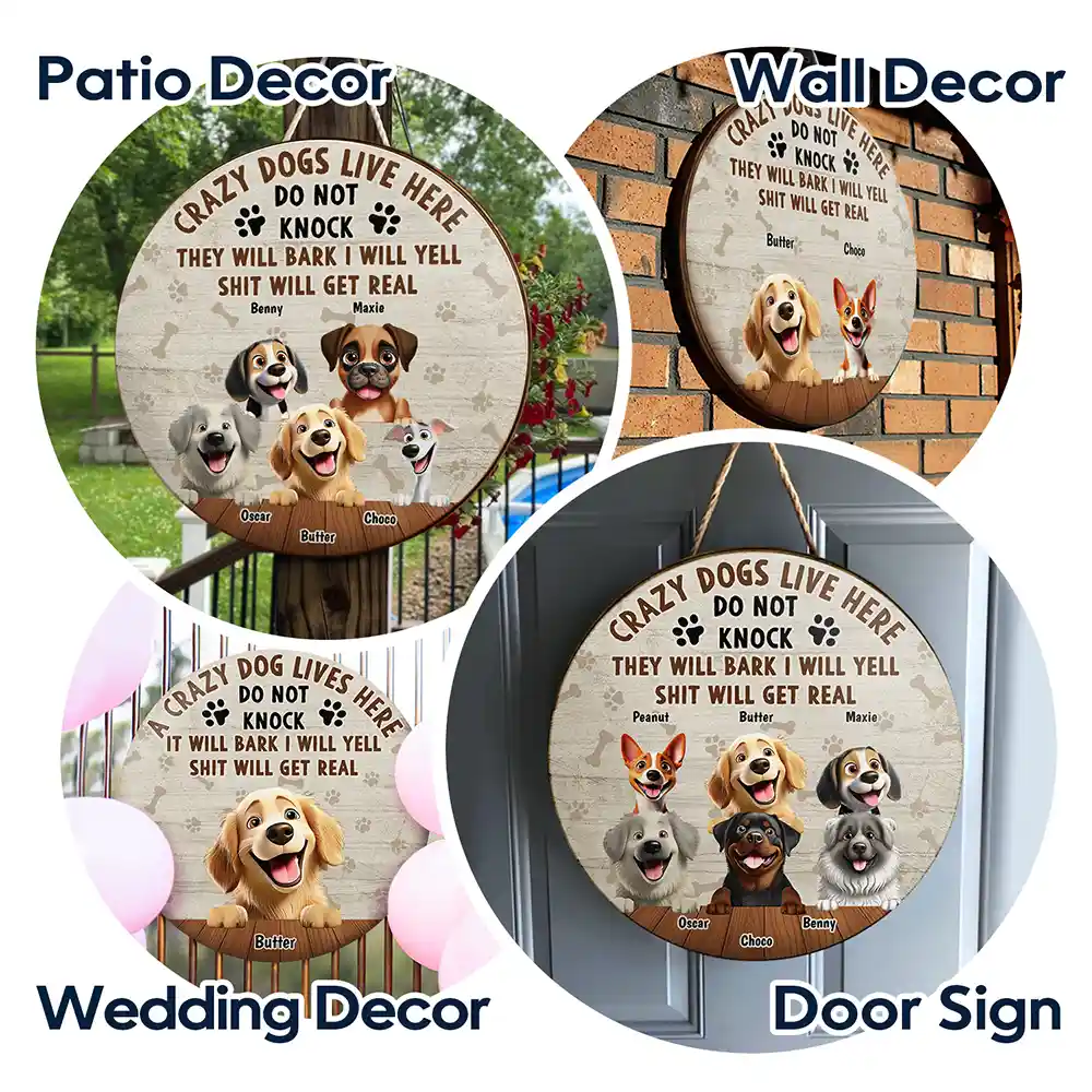 They Will Bark I Will Yell - Personalized Wood Circle Sign - Image 4