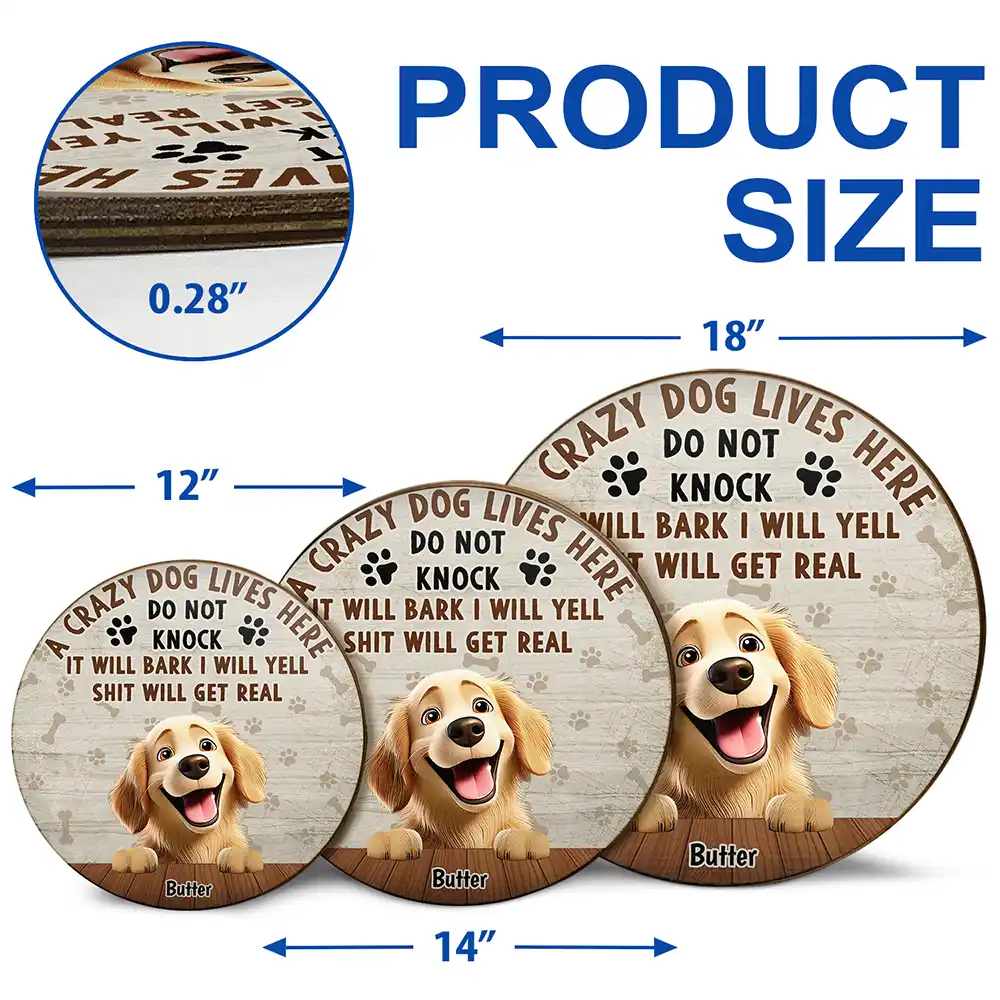 They Will Bark I Will Yell - Personalized Wood Circle Sign - Image 5