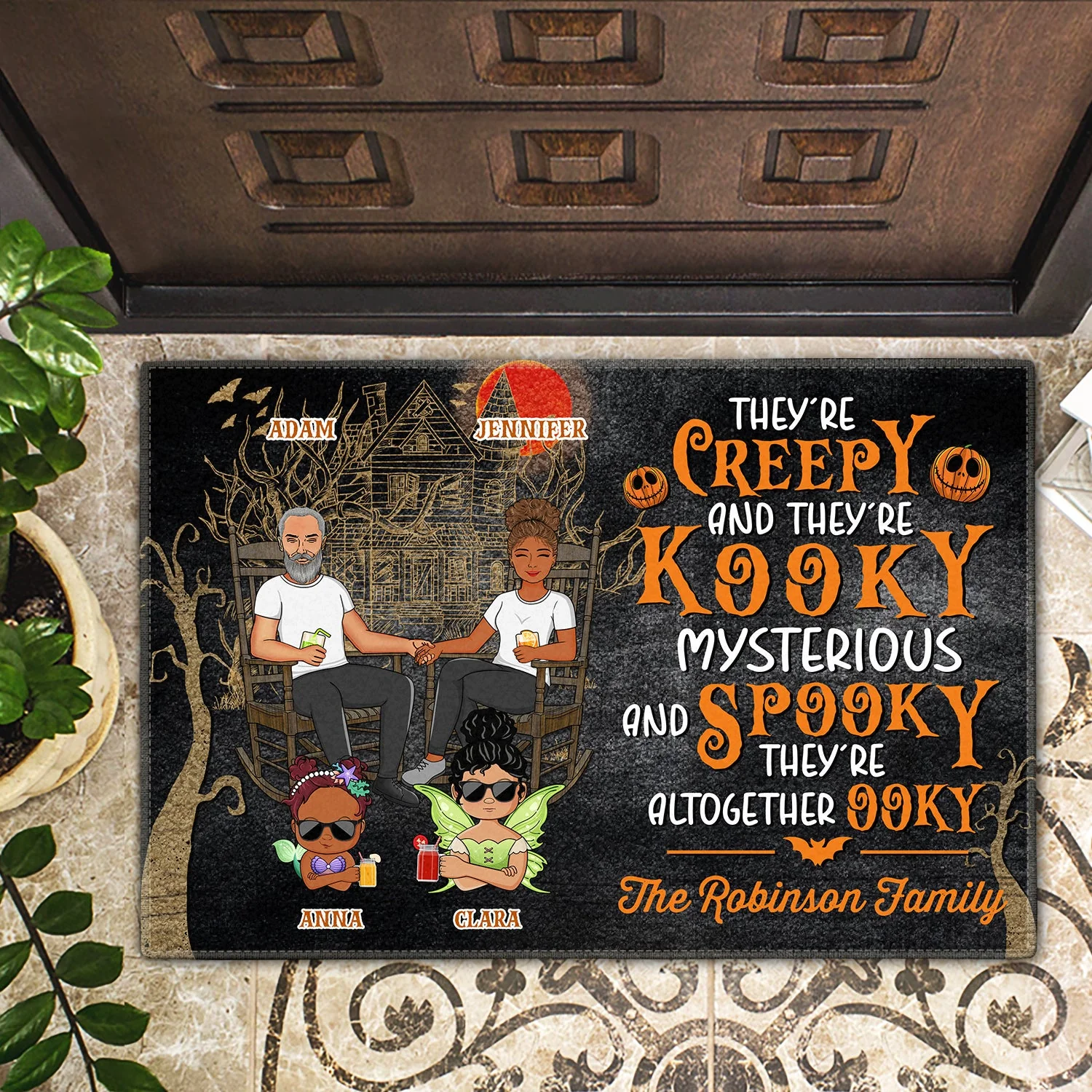They're Creepy And They Kooky - Halloween Decoration For Family - Personalized Doormat - Image 2
