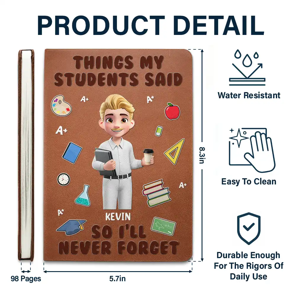 Things My Students Said - Personalized Leather Journal - Image 5