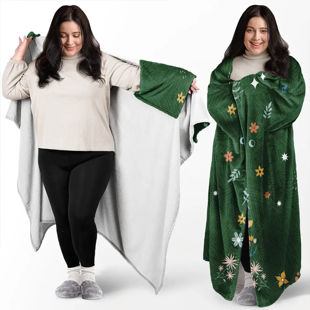 Think Of This Blanket As A Hug From Me To You Besties Sisters - Personalized Wearable Blanket - Image 2