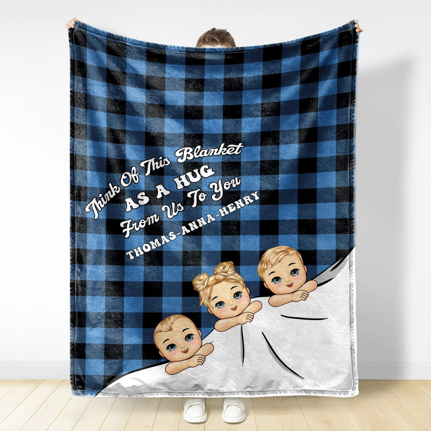 Think Of This Blanket As A Hug - Gift For Grandparents - Personalized Custom Fleece Blanket - Image 2