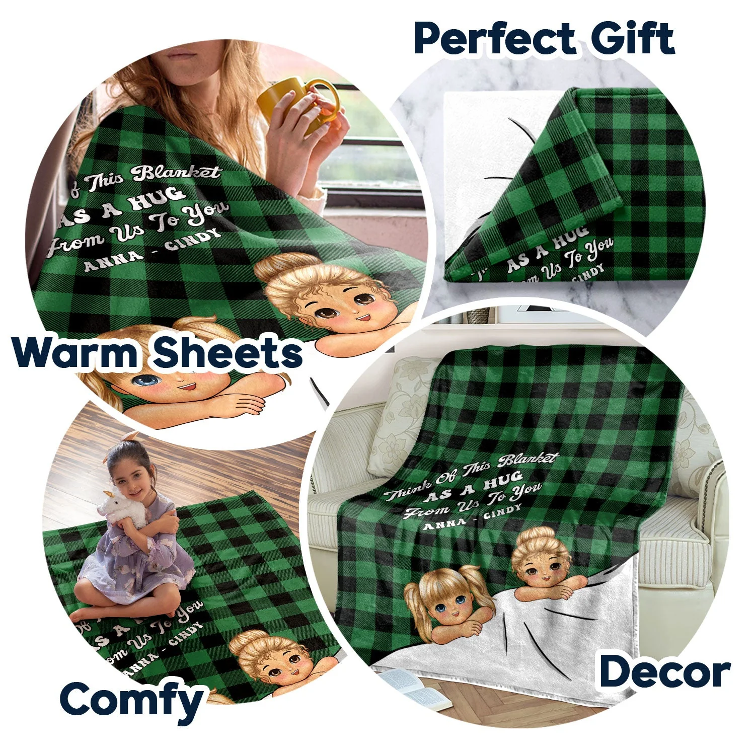 Think Of This Blanket As A Hug - Gift For Grandparents - Personalized Custom Fleece Blanket - Image 5