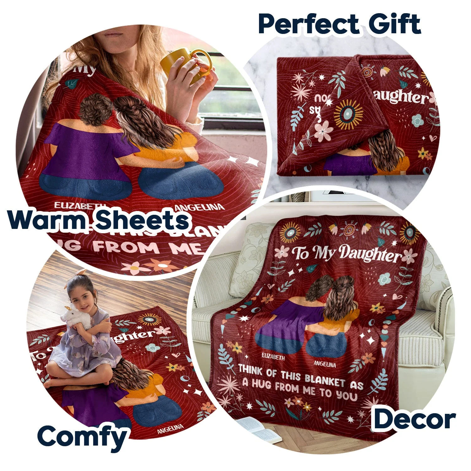 Think Of This Blanket - Gift For Mother-Daughter And Aunt-Niece - Personalized Fleece Blanket - Image 7