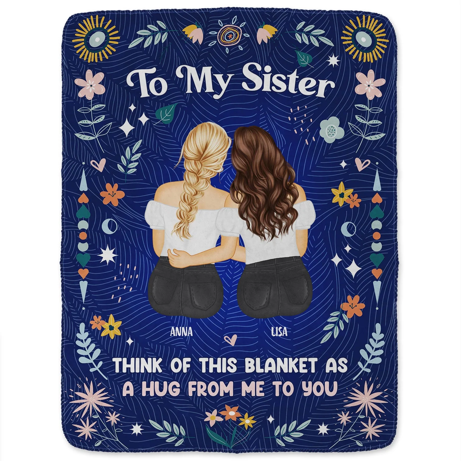 Think Of This Blanket - Gift For Sisters - Personalized Fleece Blanket - Image 2