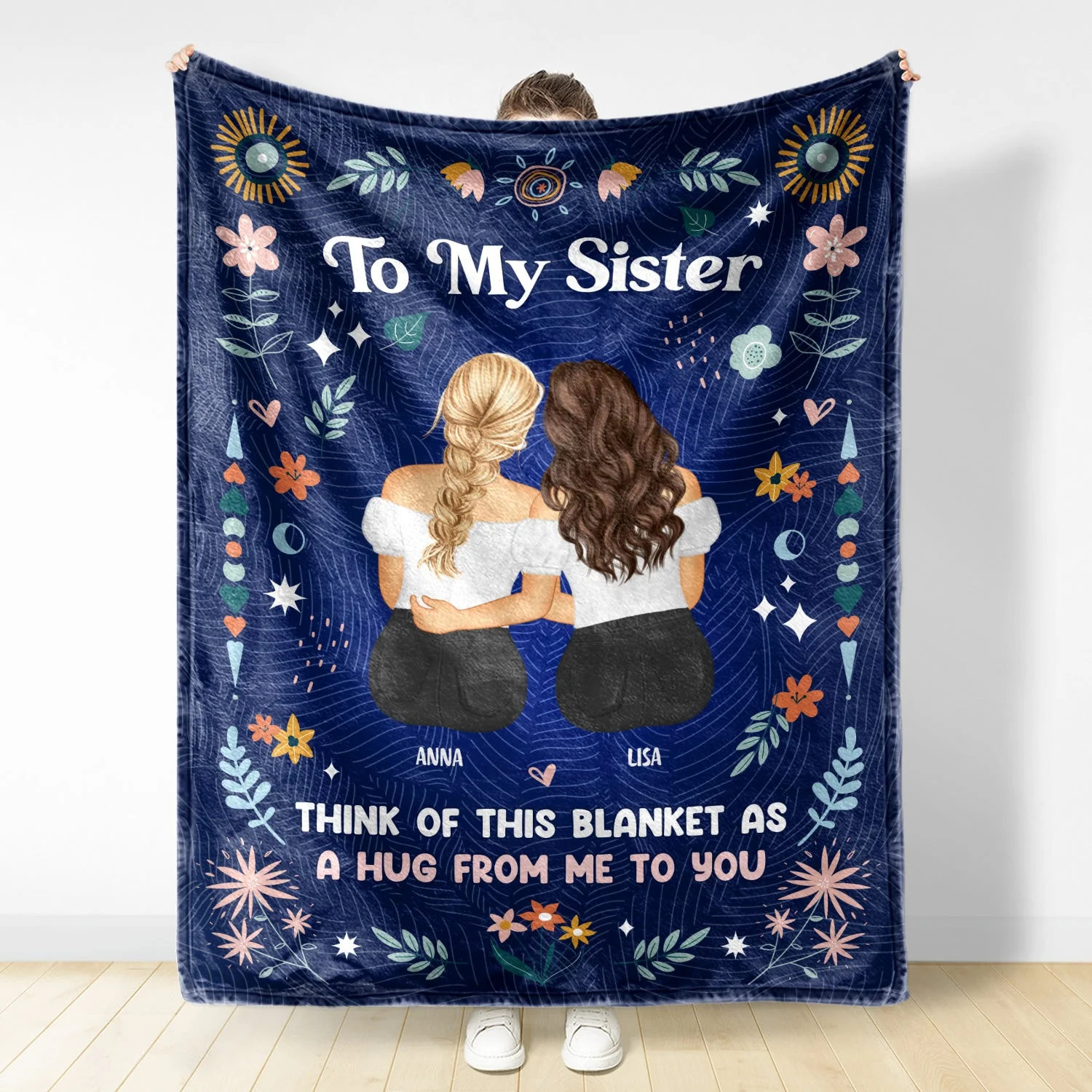 Think Of This Blanket - Gift For Sisters - Personalized Fleece Blanket - Image 3