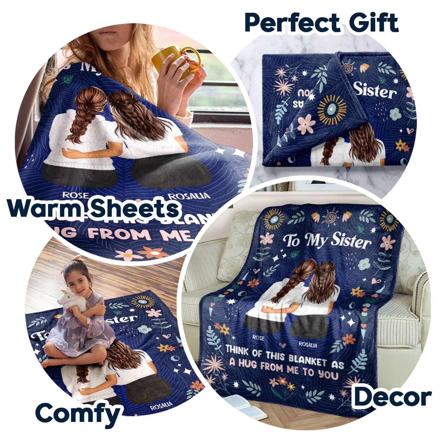 Think Of This Blanket - Gift For Sisters - Personalized Fleece Blanket - Image 7