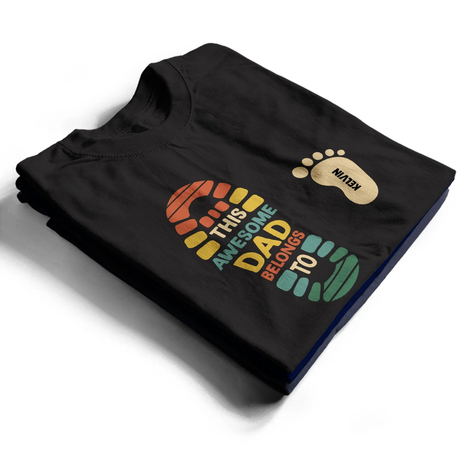 This Awesome Dad Belongs To Footprint - Gift For Father - Personalized T Shirt - Image 2