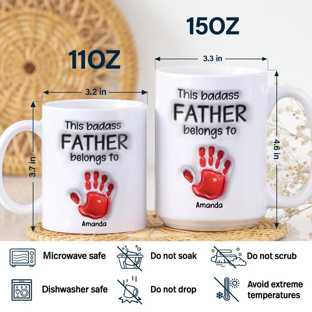 This Awesome Dad Grandpa Belongs To - Gift For Daddy, Father, Grandfather - 3D Inflated Effect Printed Mug, Personalized White Edge-to-Edge Mug - Image 5
