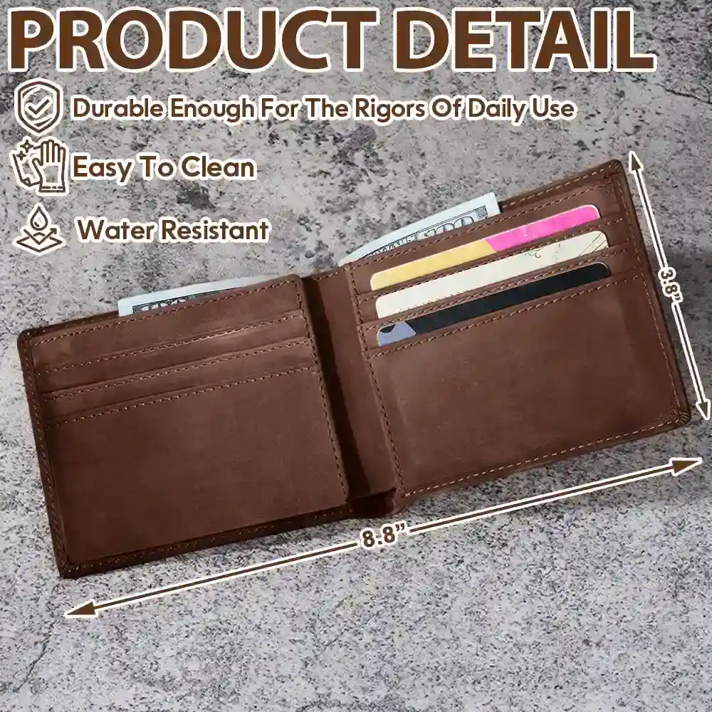This Awesome Daddy Belongs To - Personalized Leather Wallet - Image 4