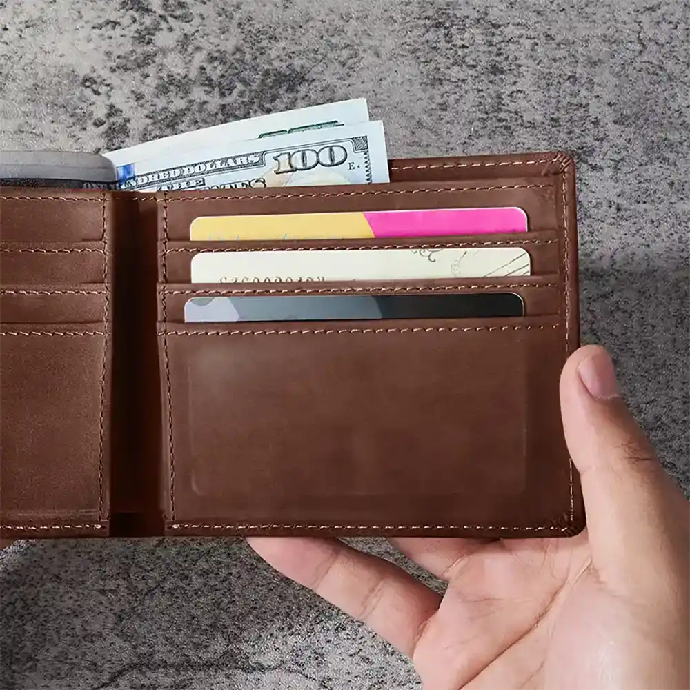 This Awesome Daddy Belongs To - Personalized Leather Wallet - Image 5