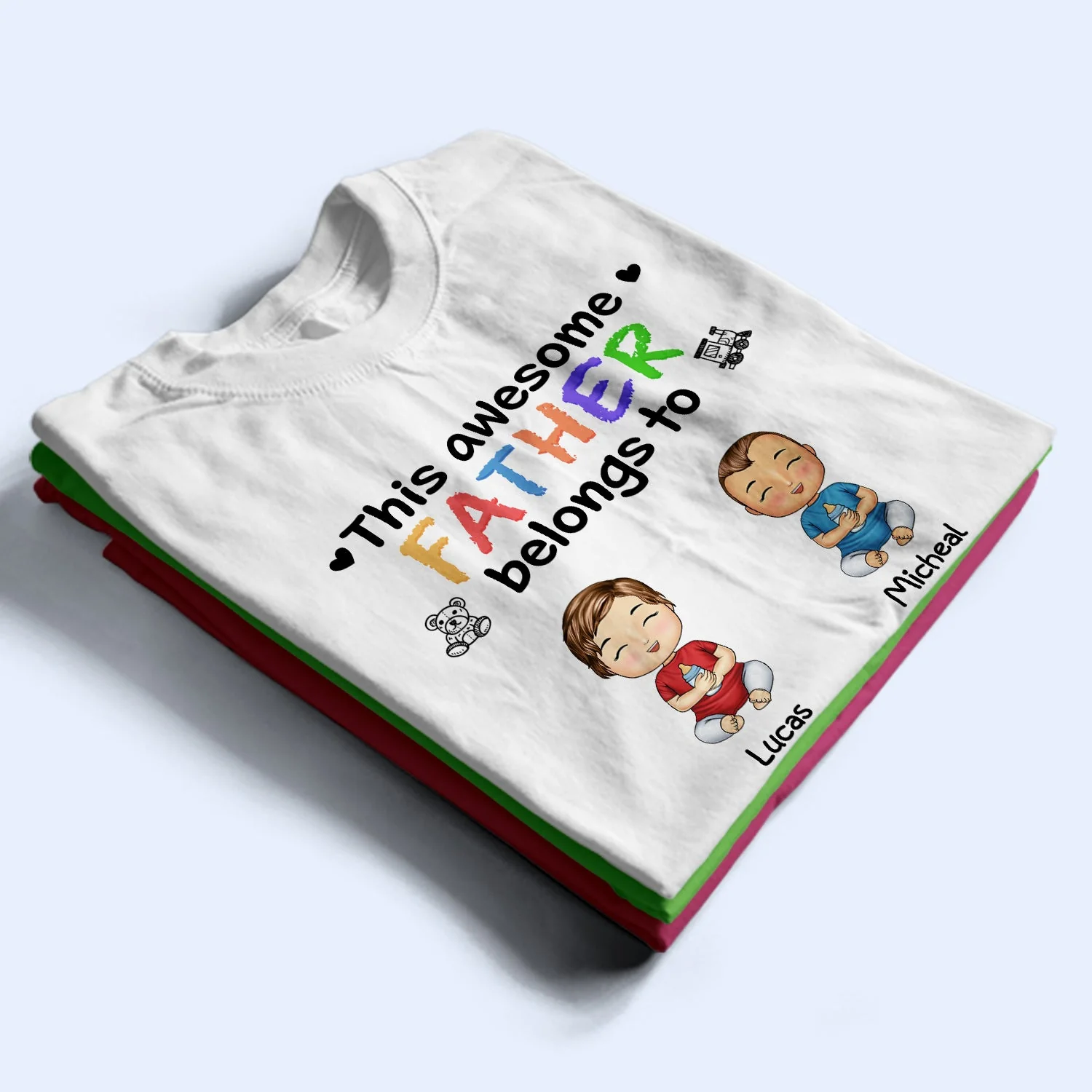This Awesome Daddy Mommy Belongs To - Birthday, Loving Gift For Mother, Father, Grandma, Grandpa - Personalized Custom T Shirt - Image 2