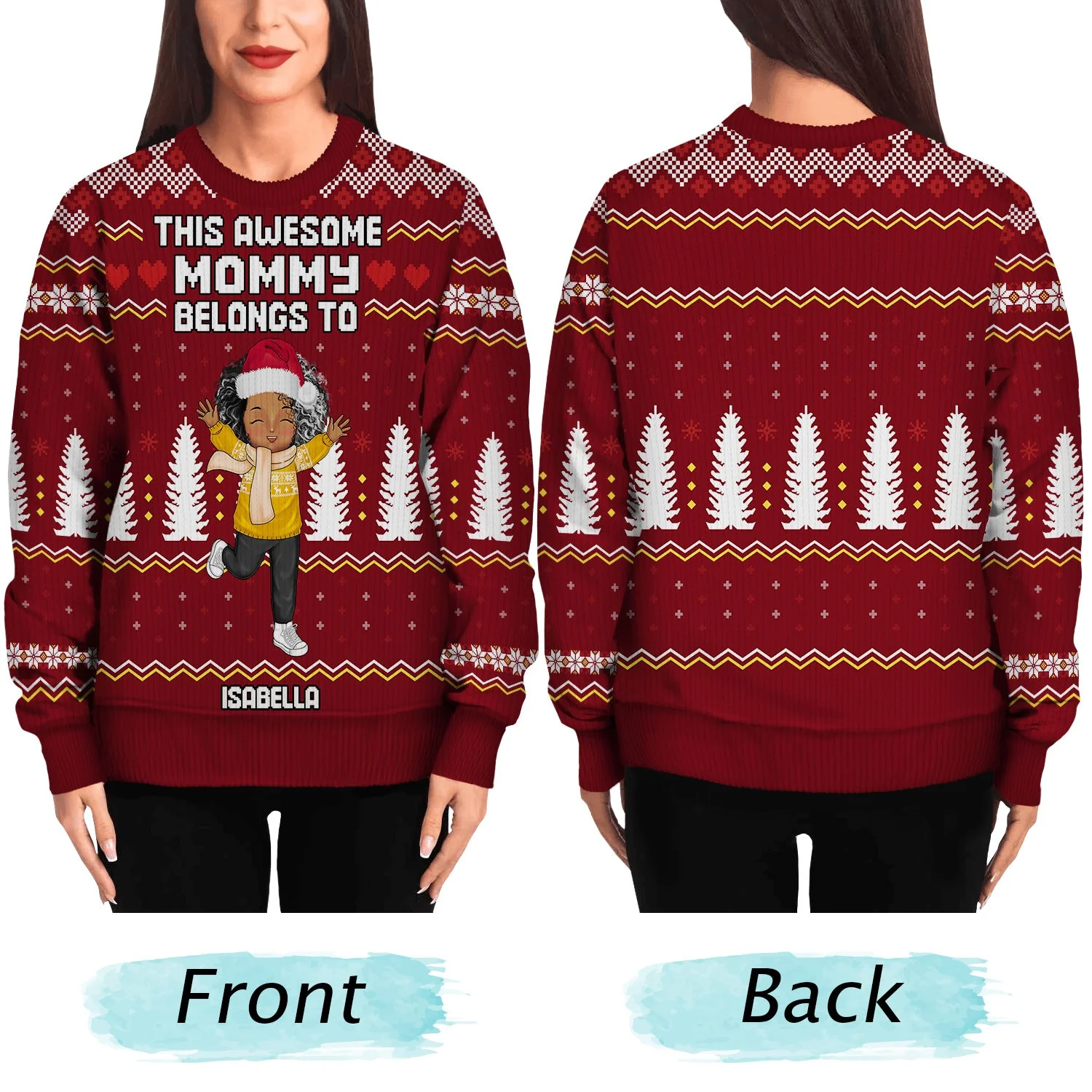 This Awesome Daddy Mommy Papa Nana Belongs To - Christmas Gift For Grandparents, Parents, Family - Personalized Unisex Ugly Sweater - Image 5