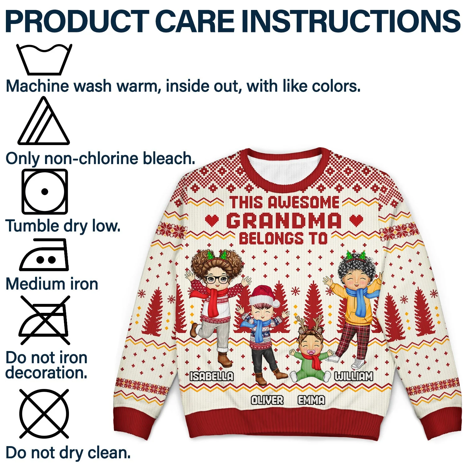 This Awesome Daddy Mommy Papa Nana Belongs To - Christmas Gift For Grandparents, Parents, Family - Personalized Unisex Ugly Sweater - Image 7