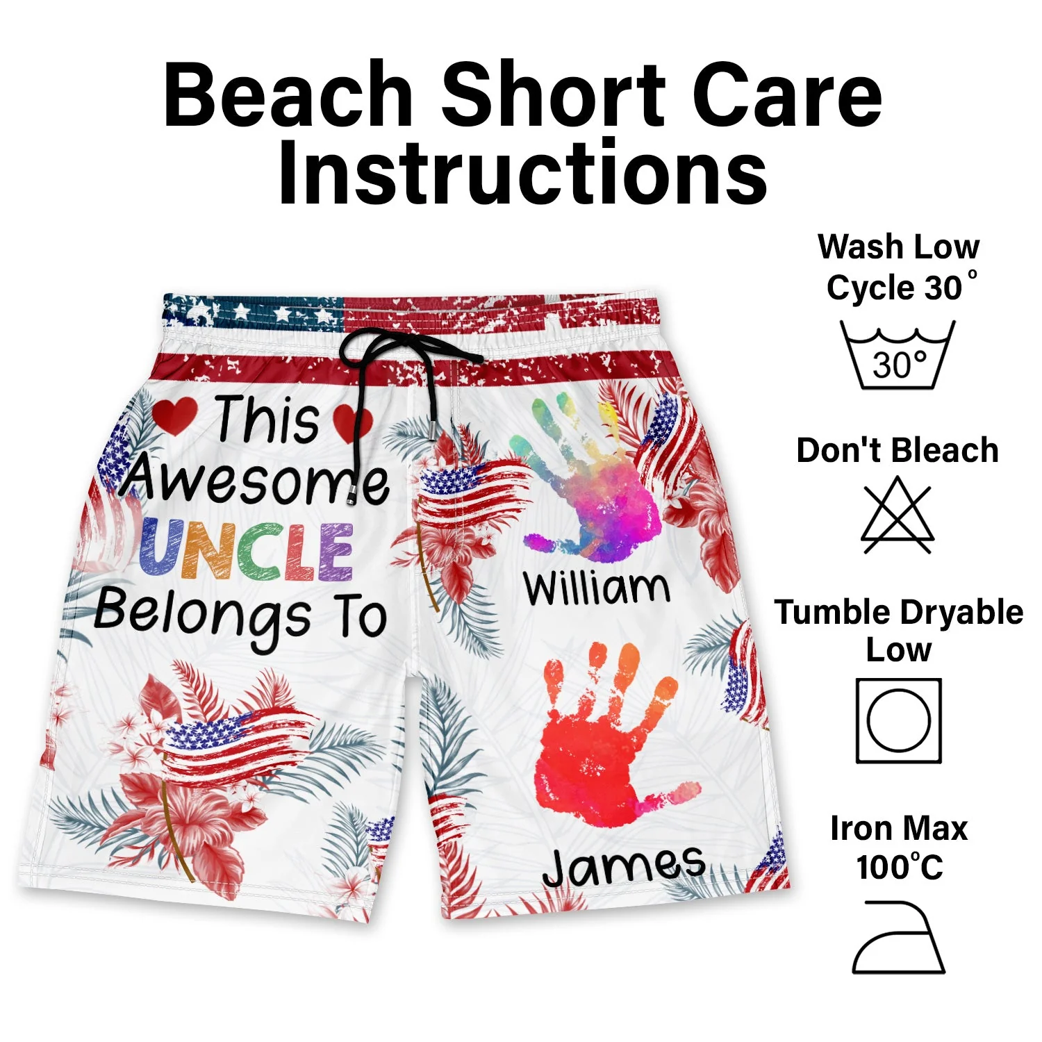 This Awesome Daddy Papa Belongs To - Personalized Unisex Beach Shorts - Image 6