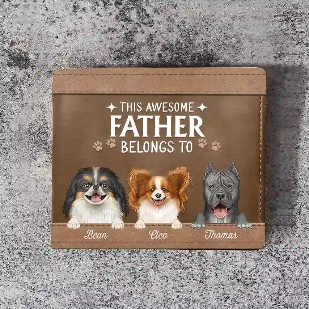 This Awesome Dog Dad Belongs To - Personalized Leather Wallet - Image 3