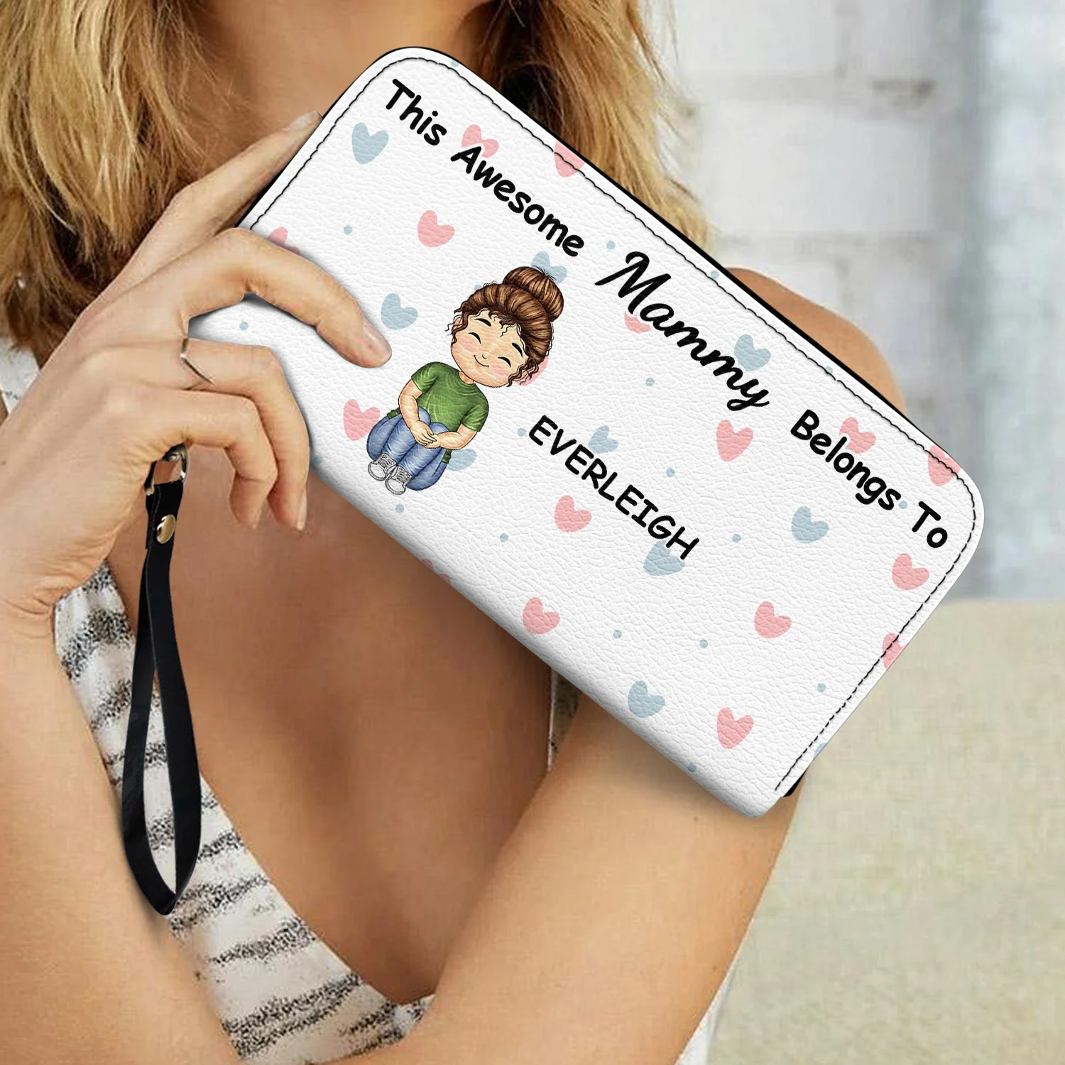 This Awesome Grandma Belongs To - Gift For Mom, Mother, Grandma - Personalized Leather Long Wallet - Image 3