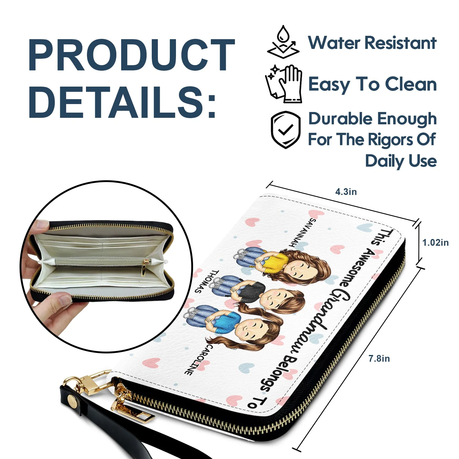 This Awesome Grandma Belongs To - Gift For Mom, Mother, Grandma - Personalized Leather Long Wallet - Image 6