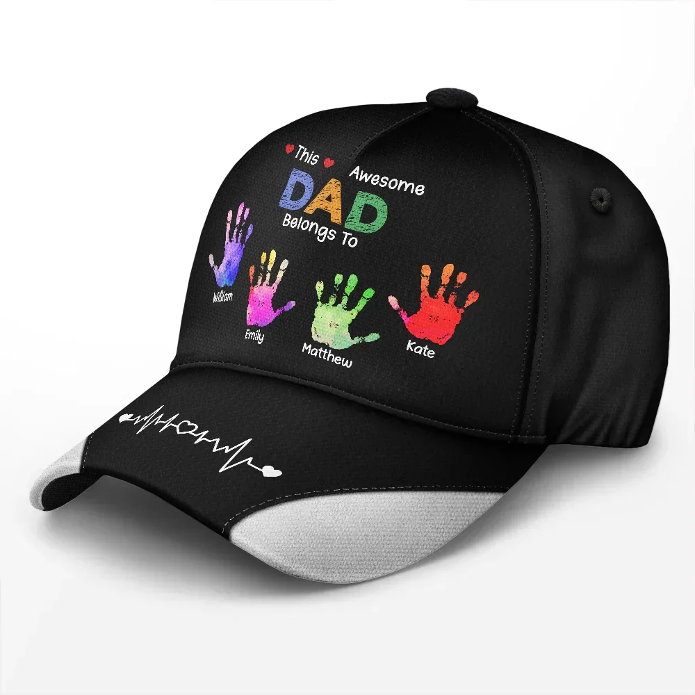 This Awesome Grandpa Dad Belongs To - Personalized Classic Cap - Image 2