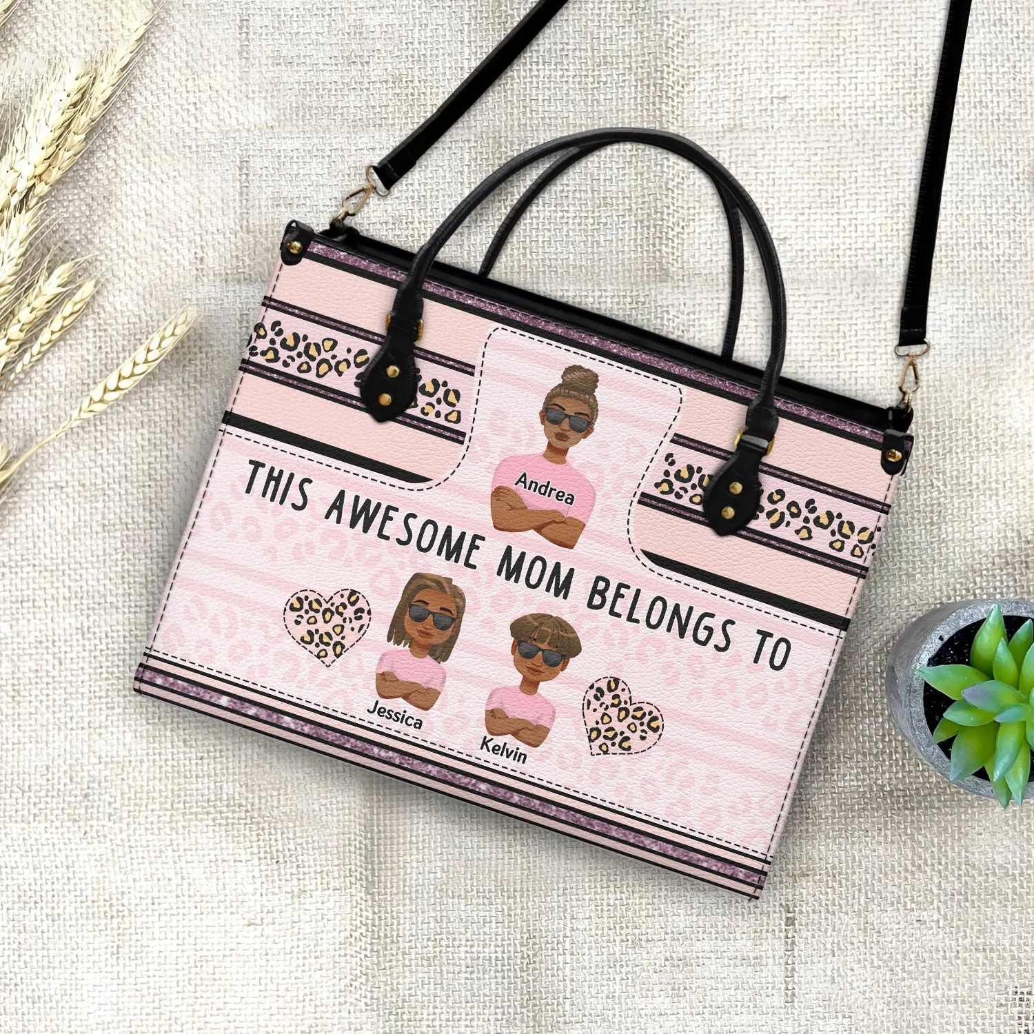 This Awesome Mom Belongs To - Gift For Mother - Personalized Leather Bag - Image 4