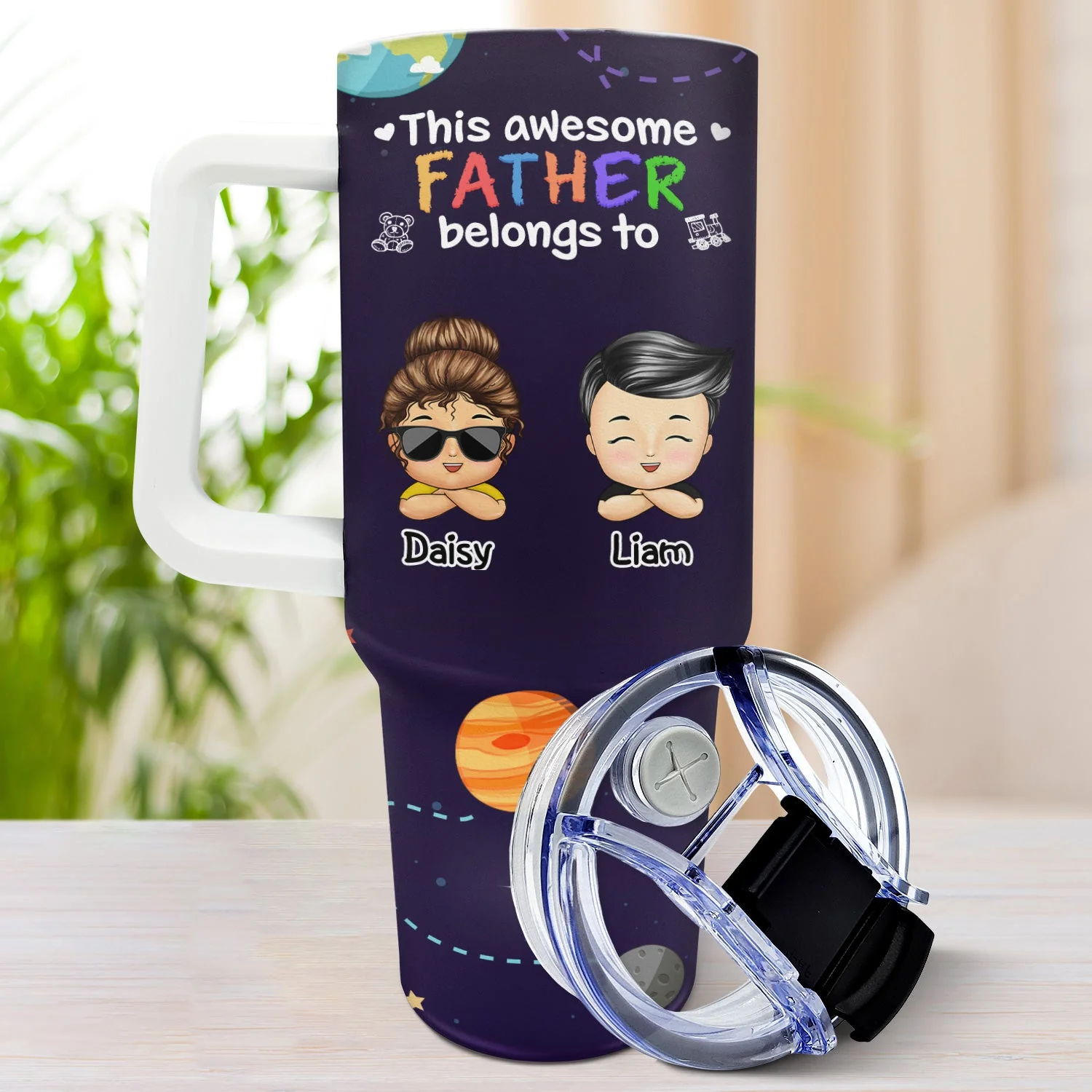 This Awesome Mommy Daddy Belongs To - Birthday, Loving Gift For Mother, Father, Grandma, Grandpa - Personalized 40oz Tumbler With Straw - Image 3
