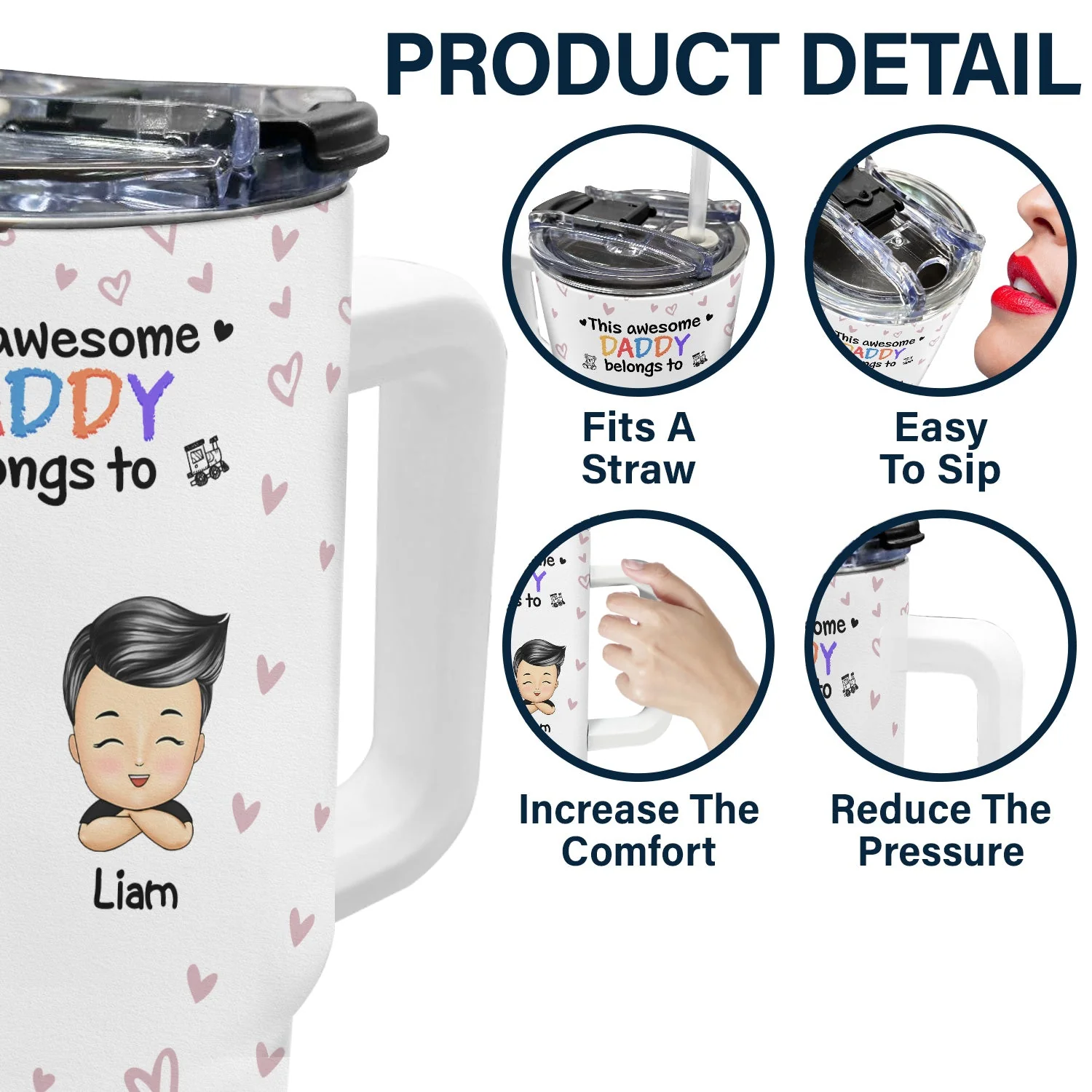 This Awesome Mommy Daddy Belongs To - Birthday, Loving Gift For Mother, Father, Grandma, Grandpa - Personalized 40oz Tumbler With Straw - Image 5