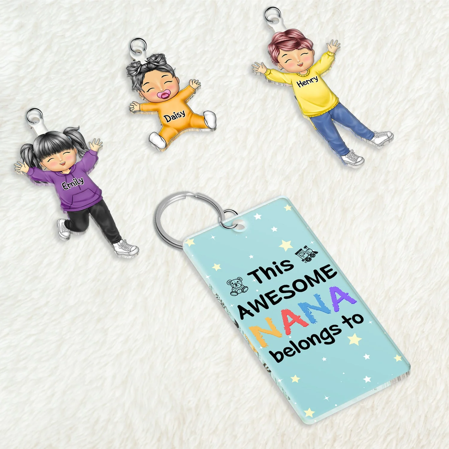 This Awesome Mommy Daddy Belongs To - Birthday, Loving Gift For Mother, Father, Grandma, Grandpa - Personalized Acrylic Tag Keychain - Image 3