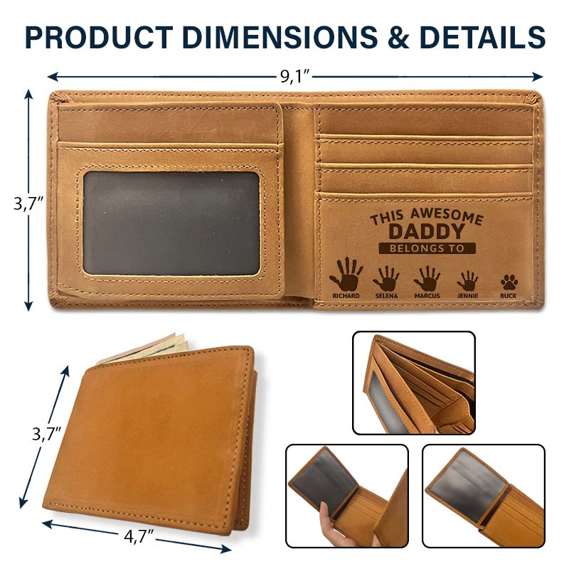 This Awesome Papa Belongs To Grandkids - Personalized Bifold Wallet - Image 3