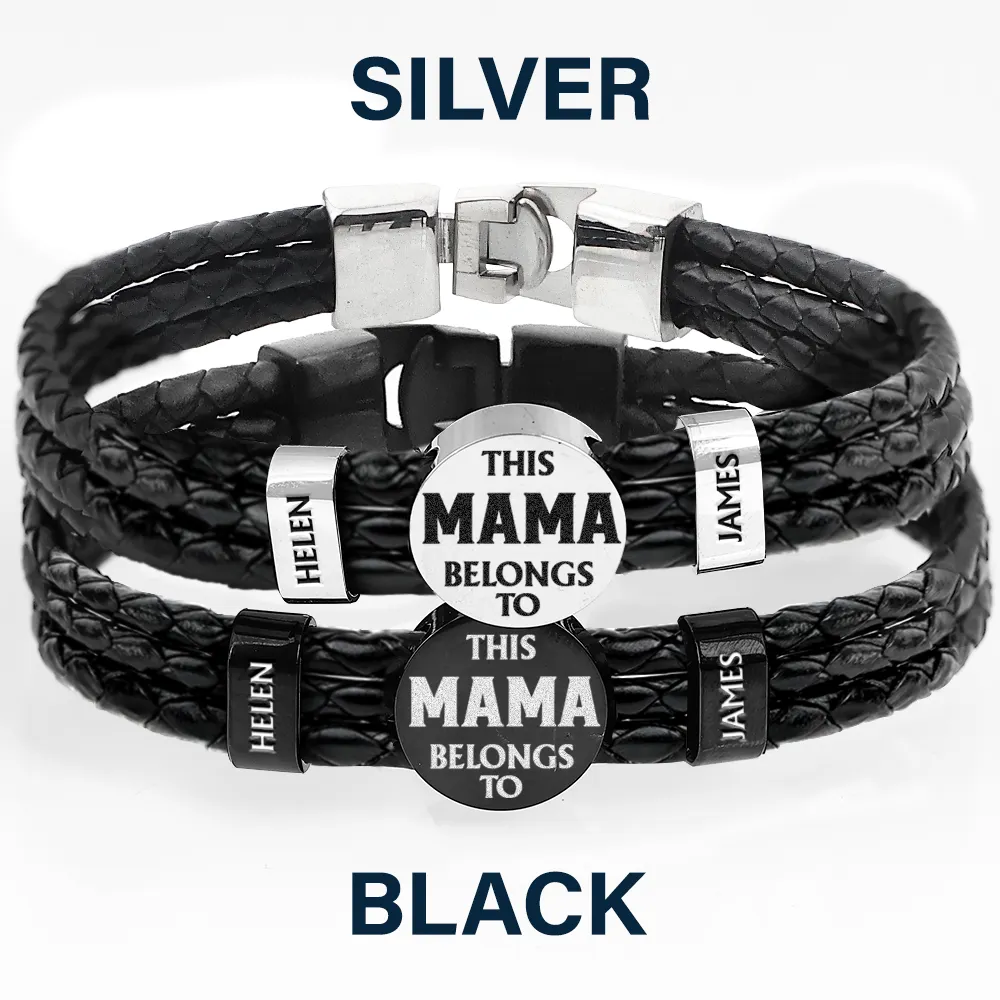 This Dad Belongs To - Personalized Leather Braided Bracelet - Image 4