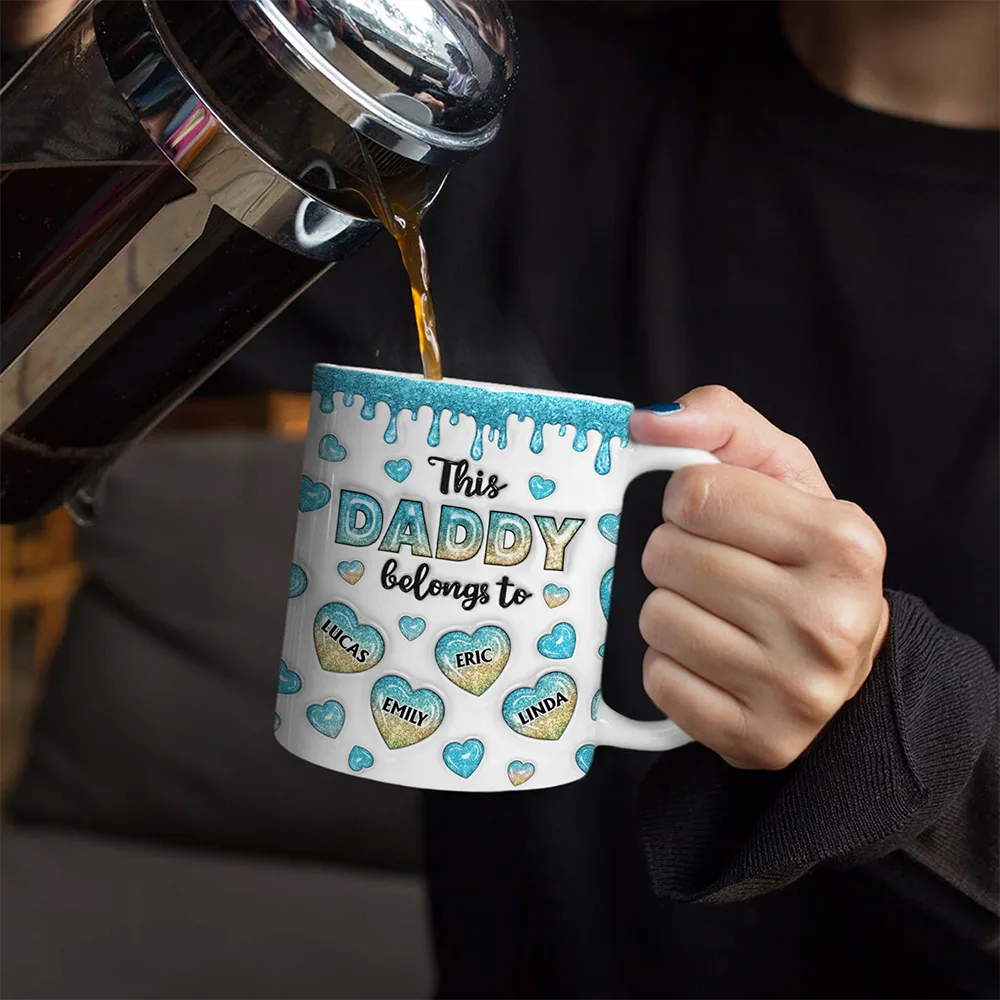 This Dad Grandpa Belongs To Heart Icon - 3D Inflated Effect Printed, Personalized White Edge-to-Edge Mug - Image 4