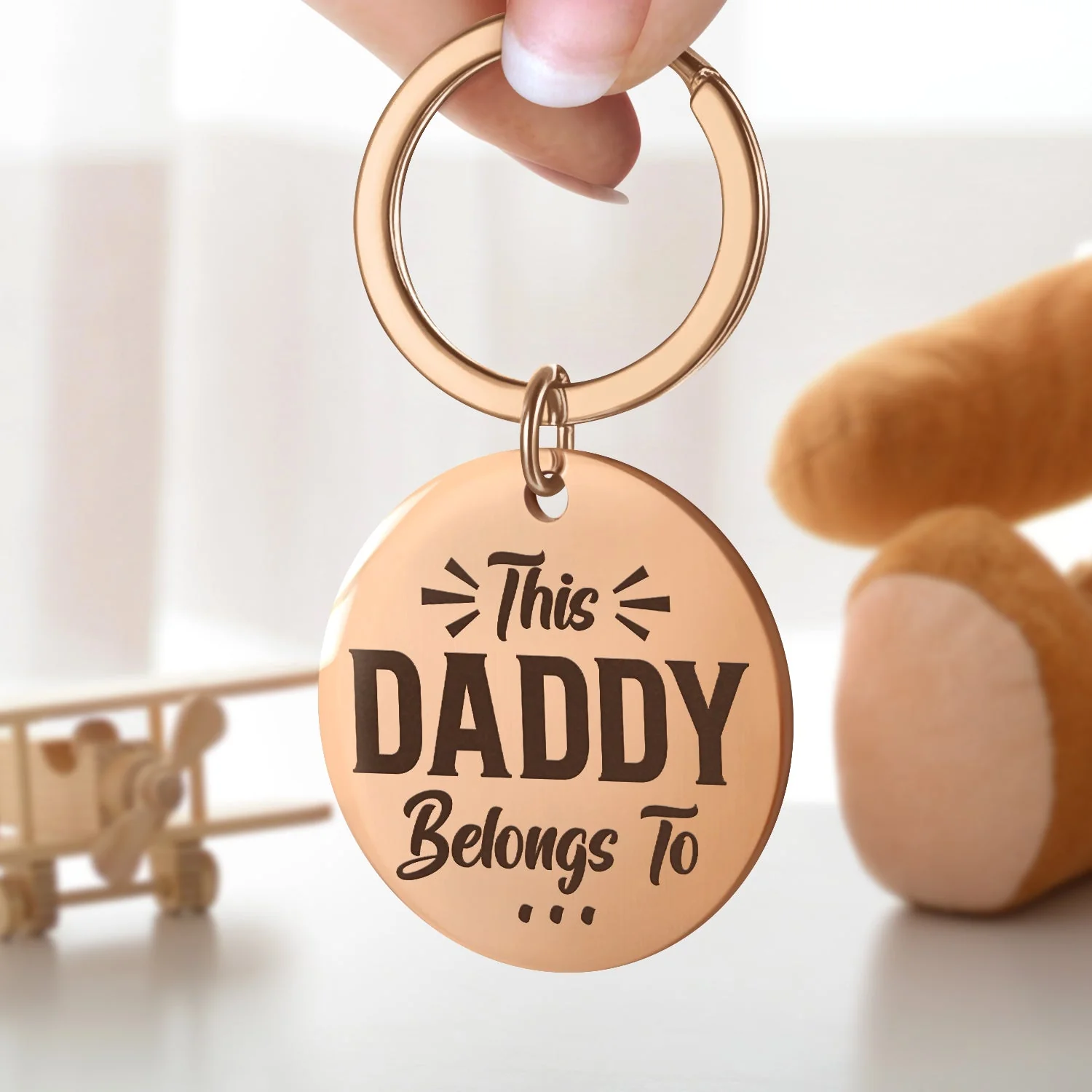 This Daddy Belongs To - Gift For Dad, Father, Grandpa - Personalized Keyring - Image 3