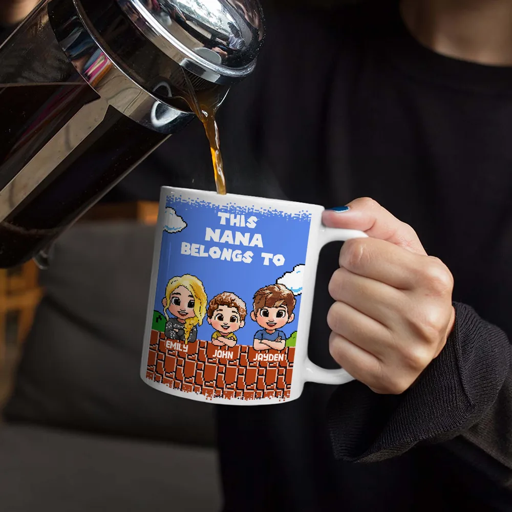 This Daddy Belongs To Kids Pixel Art - Personalized White Edge-to-Edge Mug - Image 4